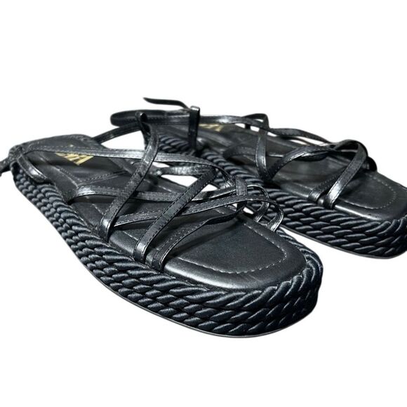 Zara black leather rope platform sandals Size 40 - Picture 7 of 13